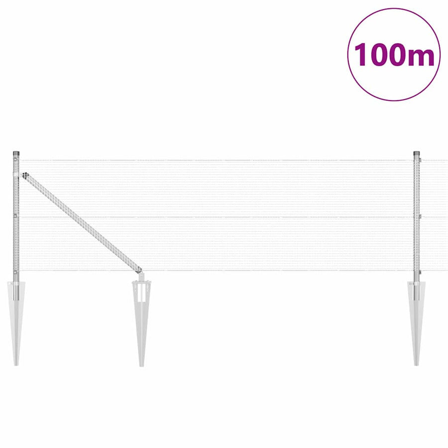 Afrasteringspaal Zilver 100 x 0,6 m (12 x 12 mm gaas) Staal
