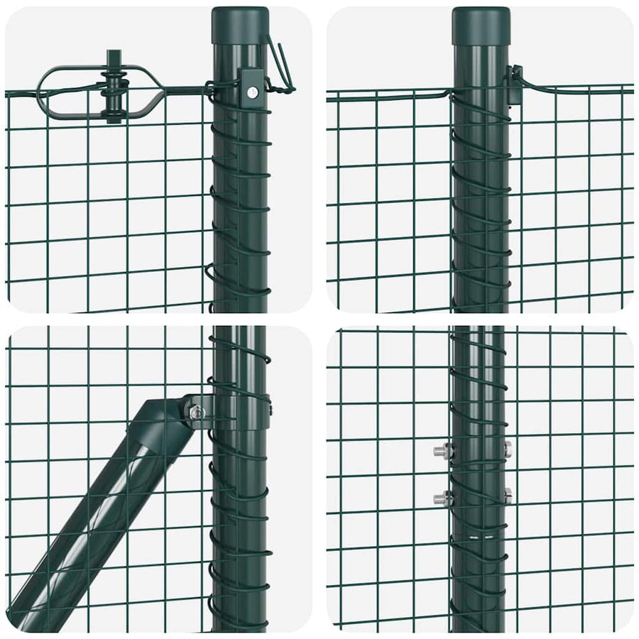Hecke Met Palen 1.5 X 10 M Staal Groen 10 x 1,5 m (19 x 19 mm gaas)