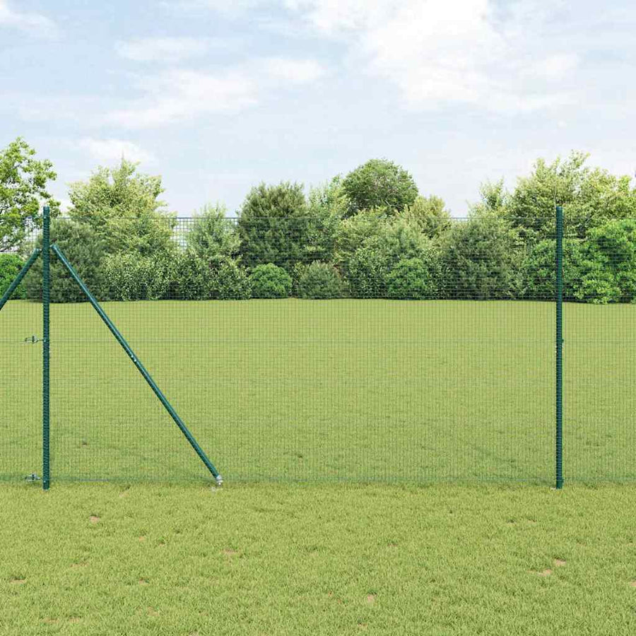 Hecke Met Palen 1.5 X 10 M Staal Groen 10 x 1,5 m (19 x 19 mm gaas)