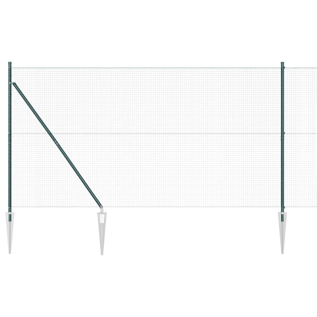 Hecke Met Palen 1.5 X 10 M Staal Groen 10 x 1,5 m (19 x 19 mm gaas)