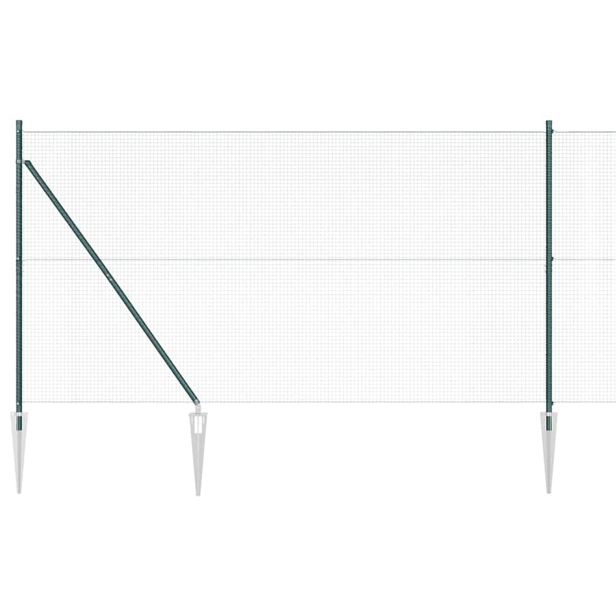 Hecke Met Palen 1.5 X 10 M Staal Groen 10 x 1,5 m (19 x 19 mm gaas)