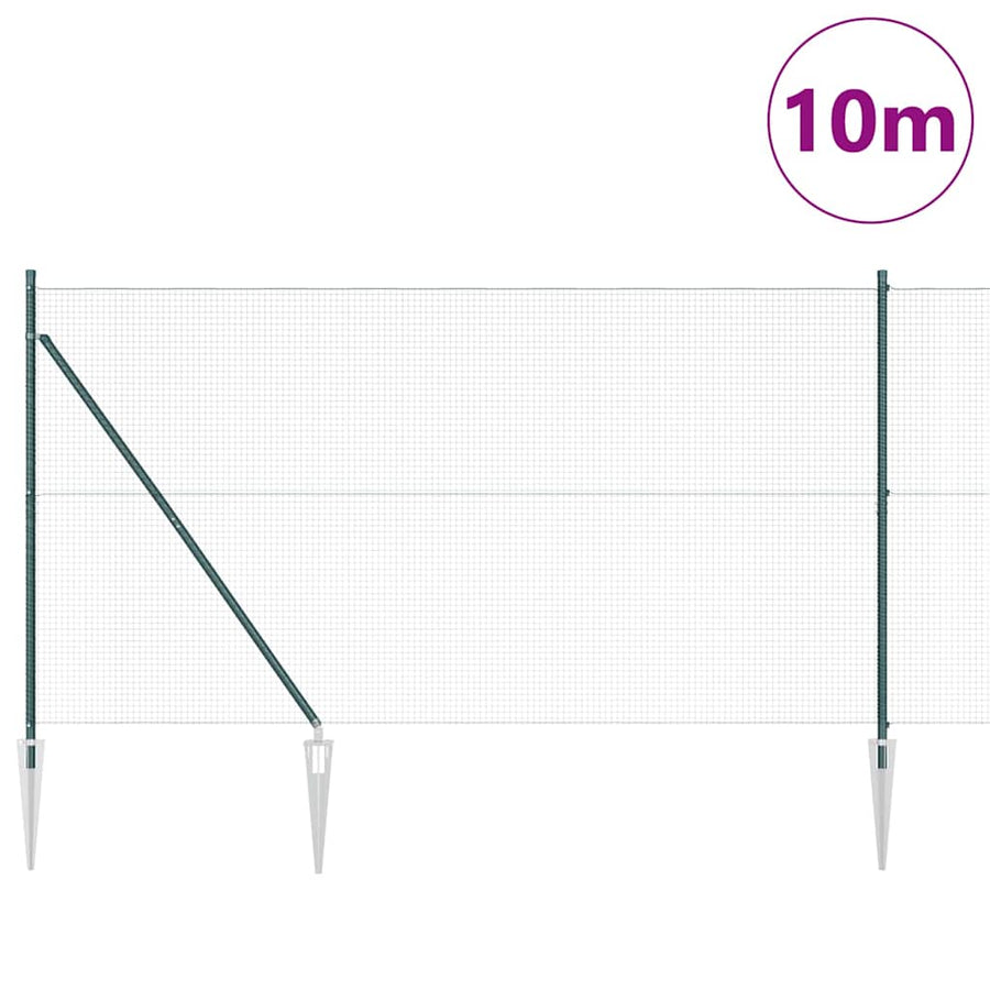 Hecke Met Palen 1.5 X 10 M Staal Groen 10 x 1,5 m (19 x 19 mm gaas)