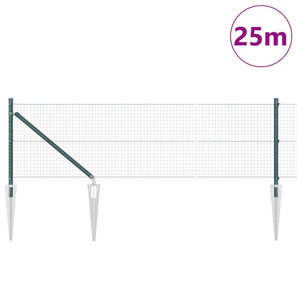 Hecke Met Palen 0,5 X 25 M Staal Groen 25 x 0,5 m (25 x 25 mm gaas)