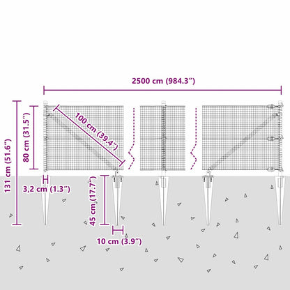 Afrasteringspaal Groen 25 x 0,8 m (16 x 16 mm heknet)