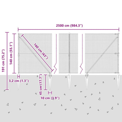 Afrasteringspaal Groen 25 x 1,4 m (16 x 16 mm gaas)