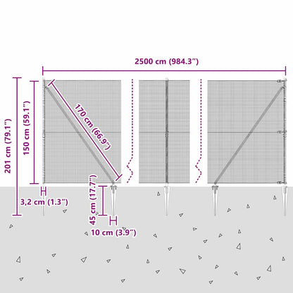 Afrasteringspaal Staal Groen 25 x 1,5 m (12 x 12 mm gaas)