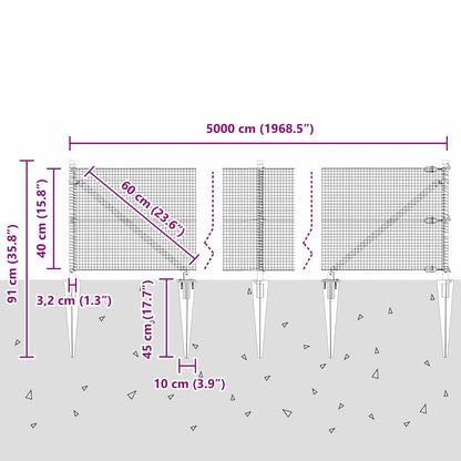 Afrasteringspaal Groen 50 x 0,4 m (16 x 16 mm gaas)