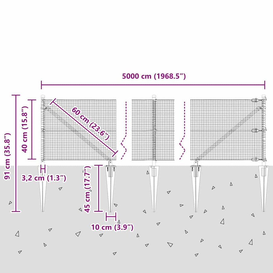 Afrasteringspaal Groen 50 x 0,4 m (16 x 16 mm gaas)