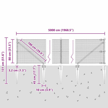 Afrasteringspaal Groen 50 x 0,8 m (16 x 16 mm gaas)