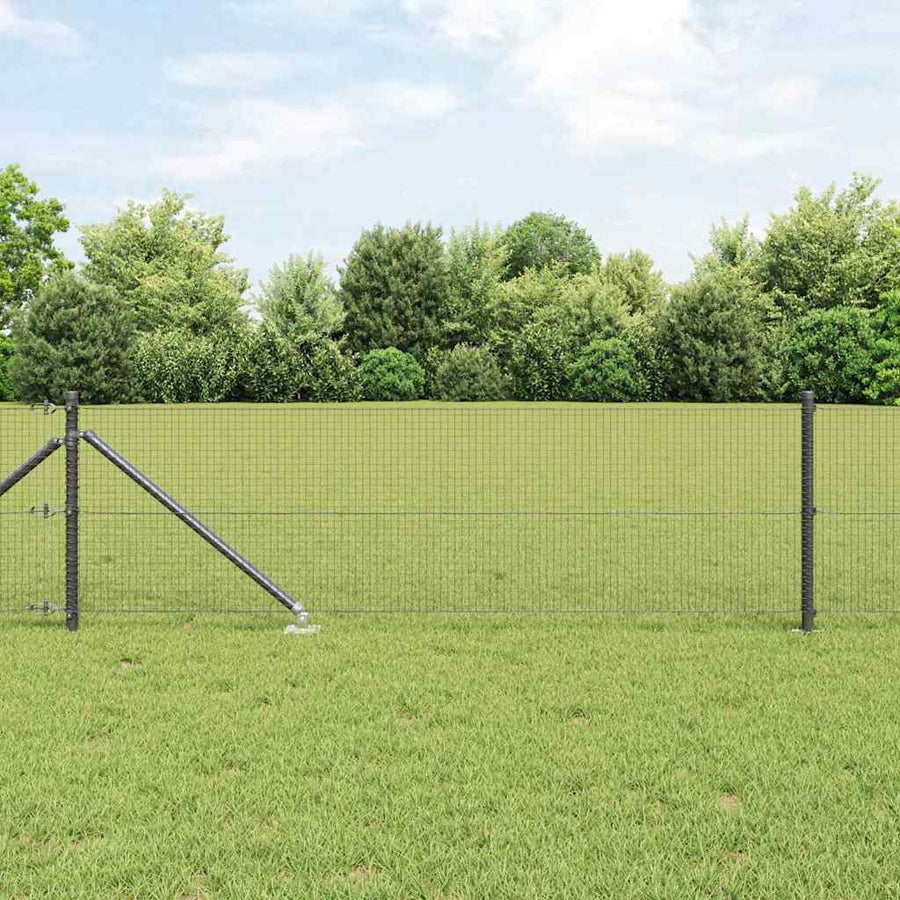 Hecke Met Palen Grijs 0.4 X 10 M Staal Grijs