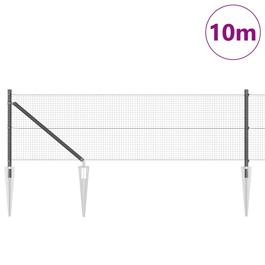 Hecke Met Palen Grijs 0.4 X 10 M Staal Grijs