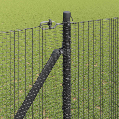 Hecke Met Palen 1.5 X 10 M Staal Grijs 10 x 1.5 m (12 x 12 mm gaas)