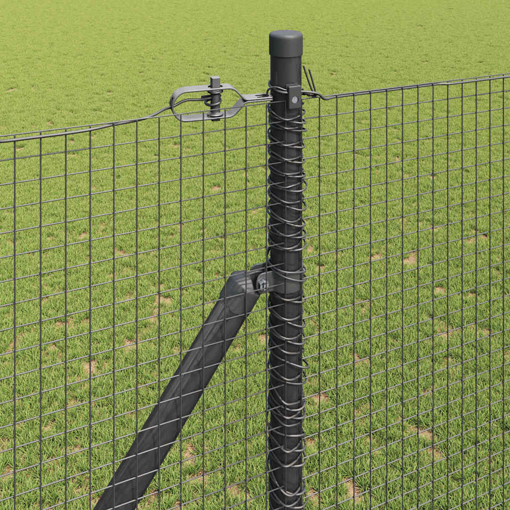 Hecke Met Palen 1.5 X 10 M Staal Grijs 10 x 1,5 m (19 x 19 mm gaas)