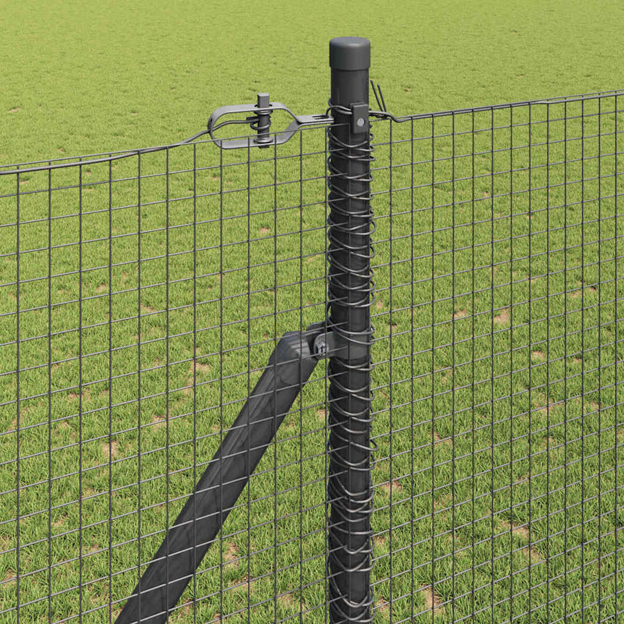 Hecke Met Palen 1.5 X 10 M Staal Grijs 10 x 1,5 m (19 x 19 mm gaas)