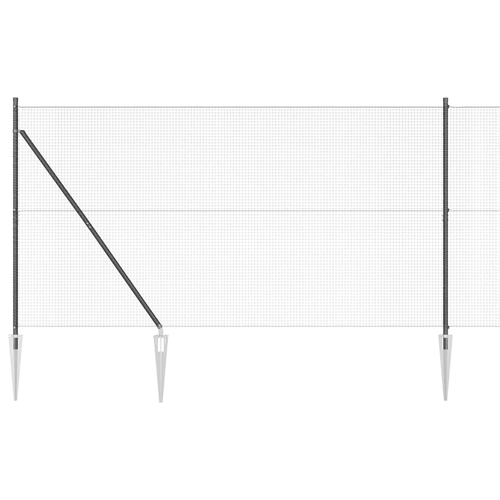 Hecke Met Palen 1.5 X 10 M Staal Grijs 10 x 1,5 m (19 x 19 mm gaas)