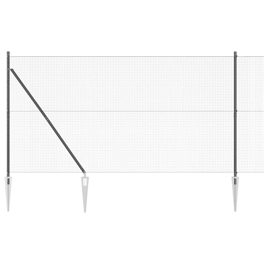 Hecke Met Palen 1.5 X 10 M Staal Grijs 10 x 1,5 m (19 x 19 mm gaas)