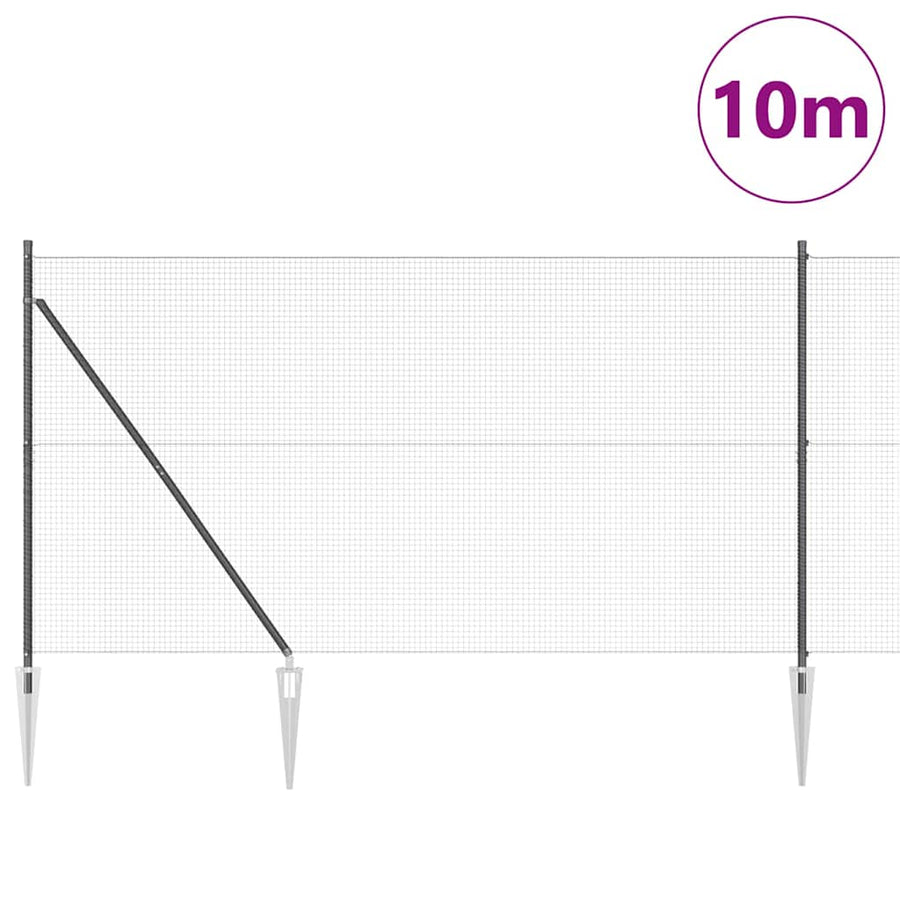 Hecke Met Palen 1.5 X 10 M Staal Grijs 10 x 1,5 m (19 x 19 mm gaas)