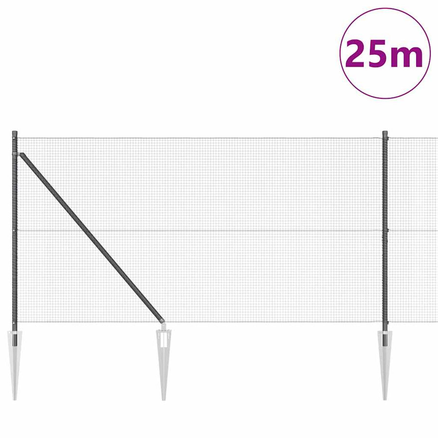 Afrasteringspaal Grijs 25 x 1 m (16 x 16 mm gaas) Staal