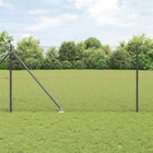 Hedge with Poles Grey 1 x 25 m Steel Grey
