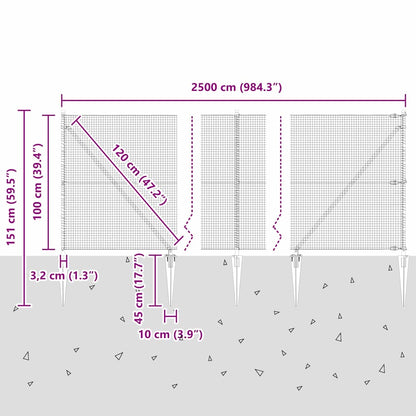 Hecke Met Palen Grijs 1 X 25 M Staal Grijs