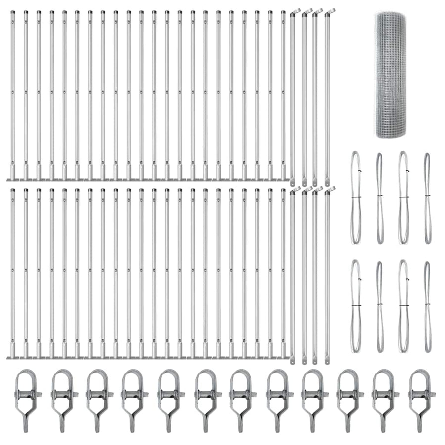 Afrasteringspaal Zilver 100 x 0,6 m (19 x 19 mm gaas) Staal