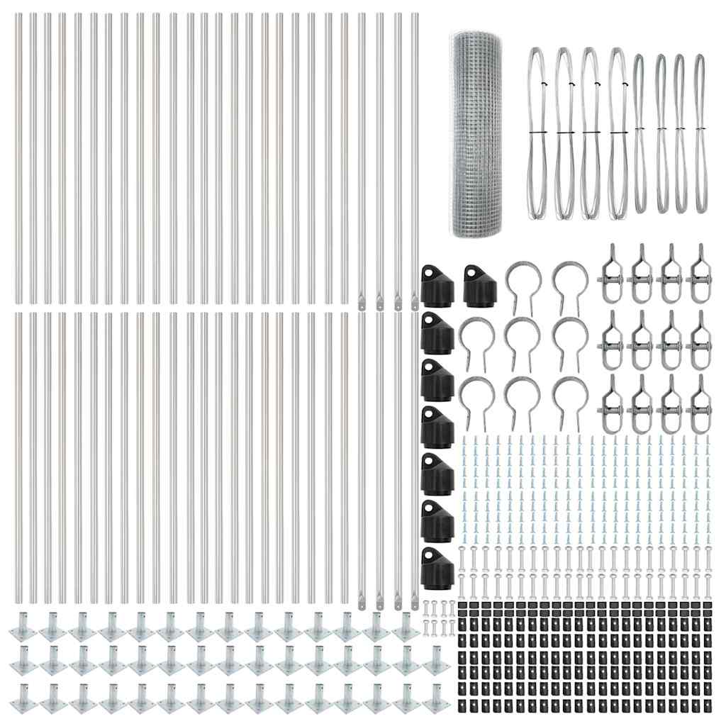 Afrasteringspaal Zilver 100 x 0,6 m (19 x 19 mm gaas) Staal
