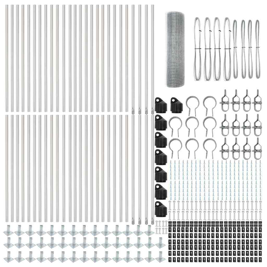 Afrasteringspaal Zilver 100 x 0,6 m (19 x 19 mm gaas) Staal