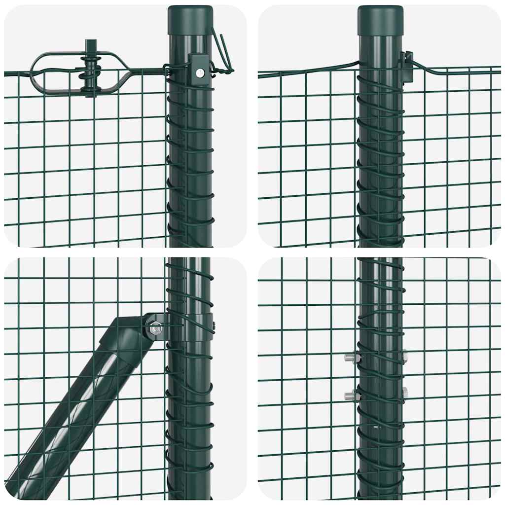 Hecke Met Palen 1.5 X 10 M Staal Groen 10 x 1,5 m (19 x 19 mm gaas)