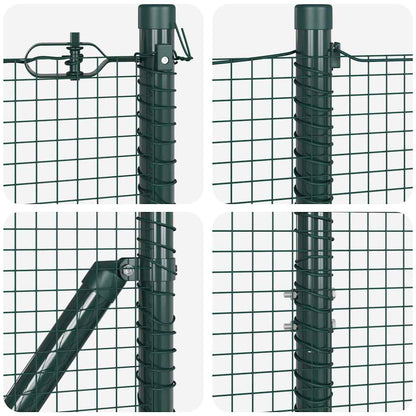 Hecke Met Palen 1.5 X 10 M Staal Groen 10 x 1,5 m (19 x 19 mm gaas)