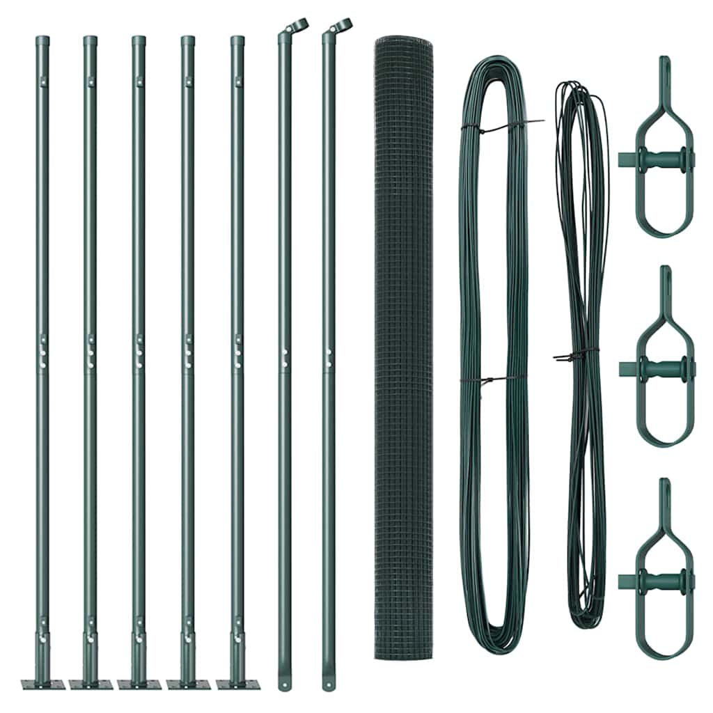 Hecke Met Palen 1.5 X 10 M Staal Groen 10 x 1,5 m (19 x 19 mm gaas)