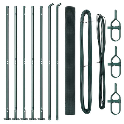 Hecke Met Palen 1.5 X 10 M Staal Groen 10 x 1,5 m (19 x 19 mm gaas)