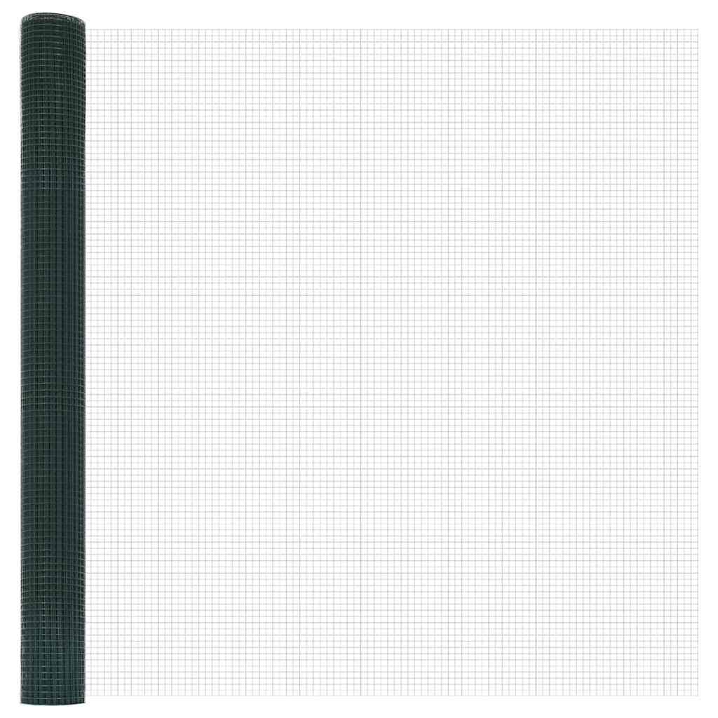 Hecke Met Palen 1.5 X 10 M Staal Groen 10 x 1,5 m (19 x 19 mm gaas)