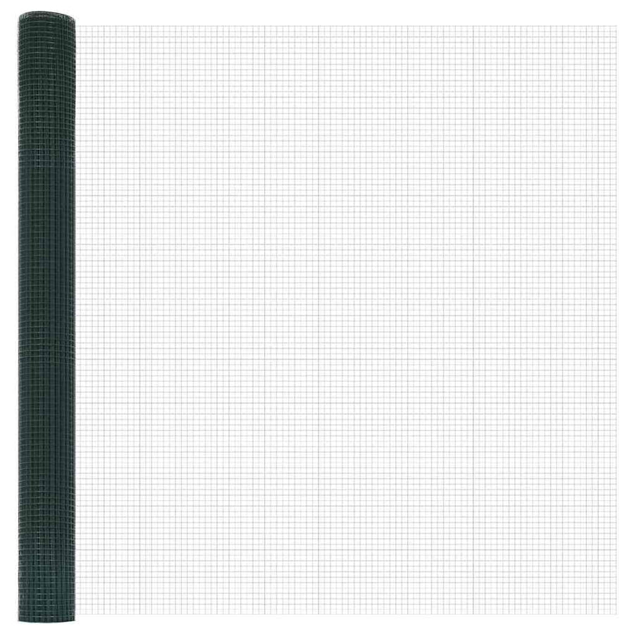 Hecke Met Palen 1.5 X 10 M Staal Groen 10 x 1,5 m (19 x 19 mm gaas)