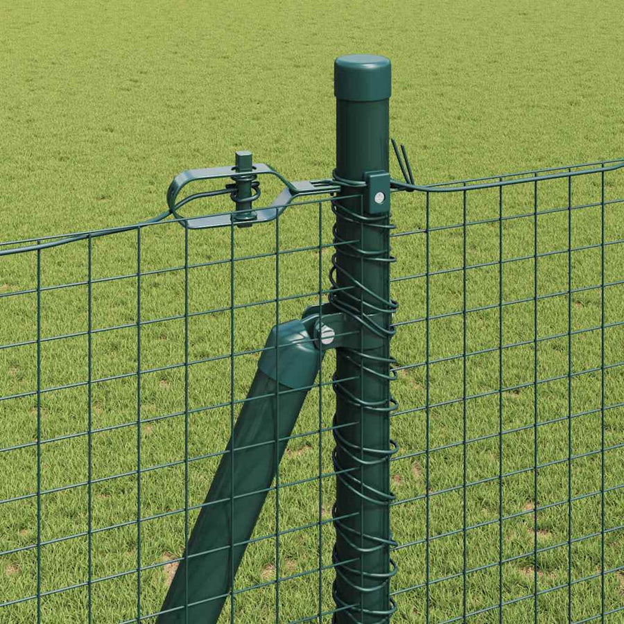 Hecke Met Palen 1.5 X 10 M Staal Groen 10 x 1,5 m (25 x 25 mm gaas)
