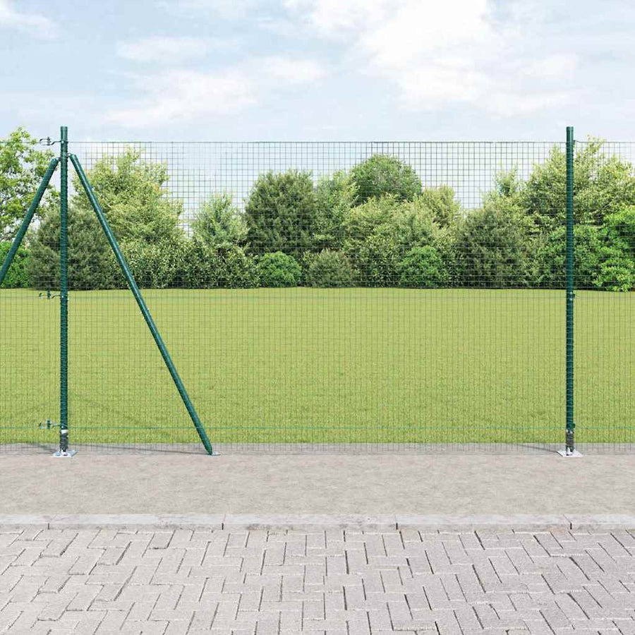 Hecke Met Palen 1.5 X 10 M Staal Groen 10 x 1,5 m (25 x 25 mm gaas)