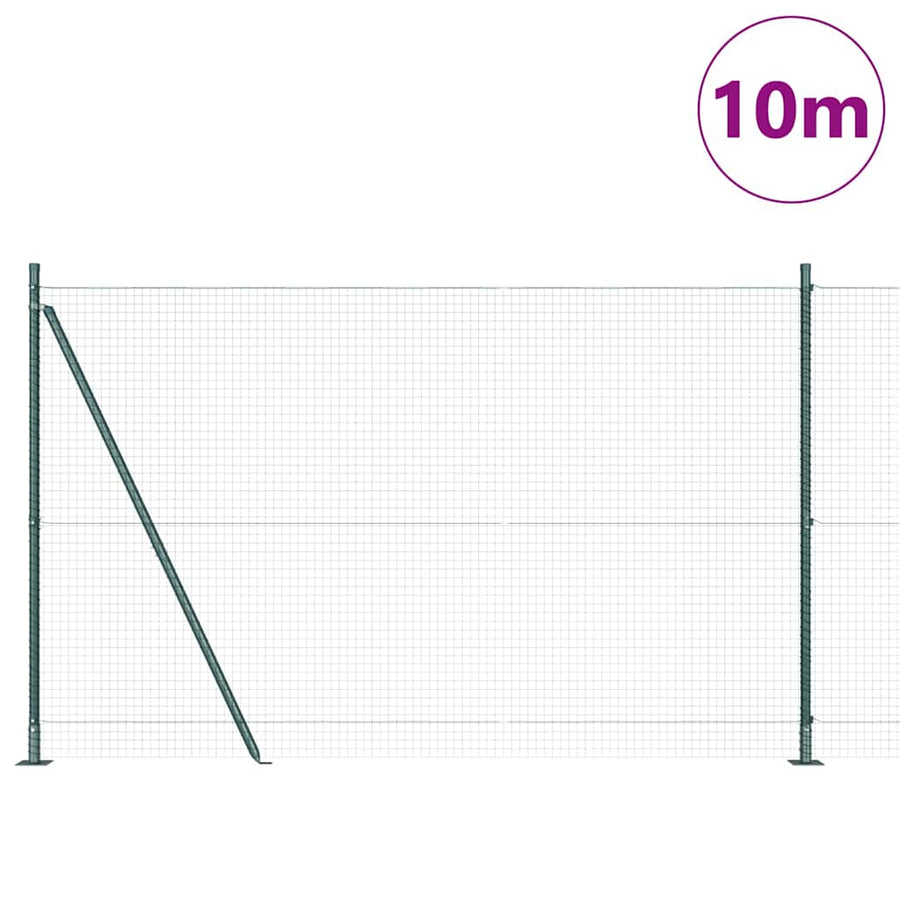 Hecke Met Palen 1.5 X 10 M Staal Groen 10 x 1,5 m (25 x 25 mm gaas)