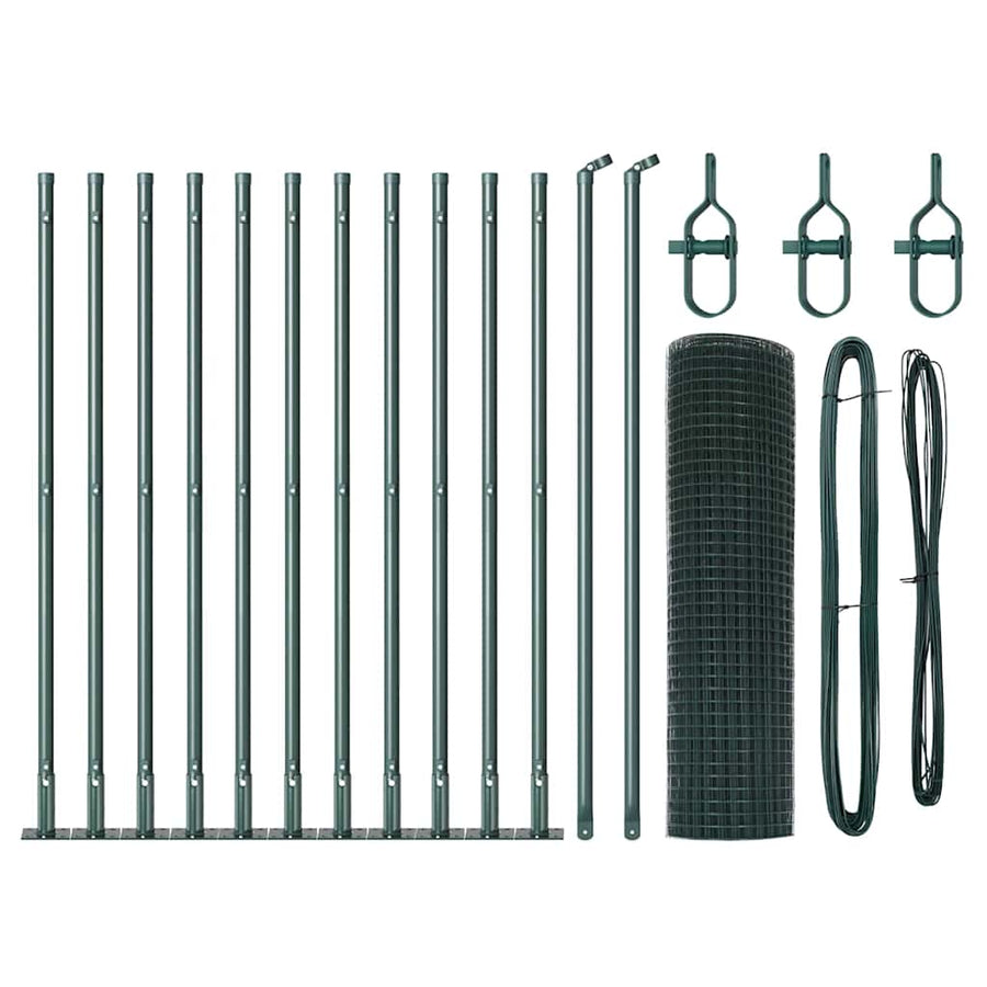 Fence Post Set Set van 2 Groen Metaal 25 x 0.5 m Duurzaam