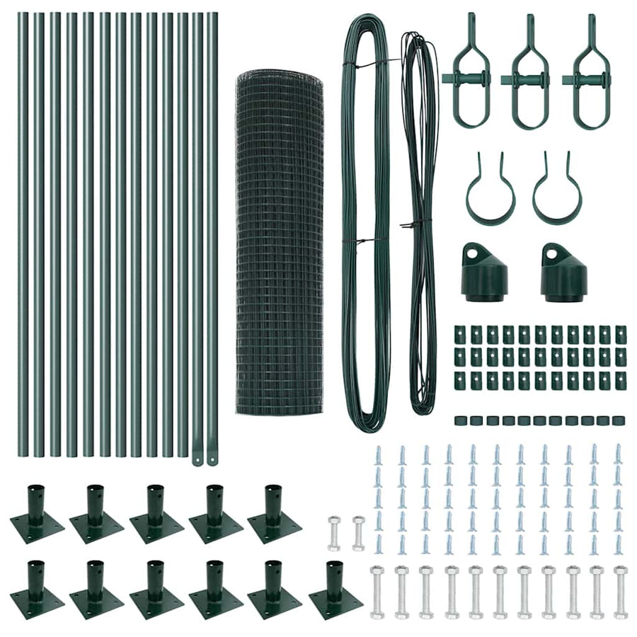 Fence Post Set Set van 2 Groen Metaal 25 x 0.5 m Duurzaam