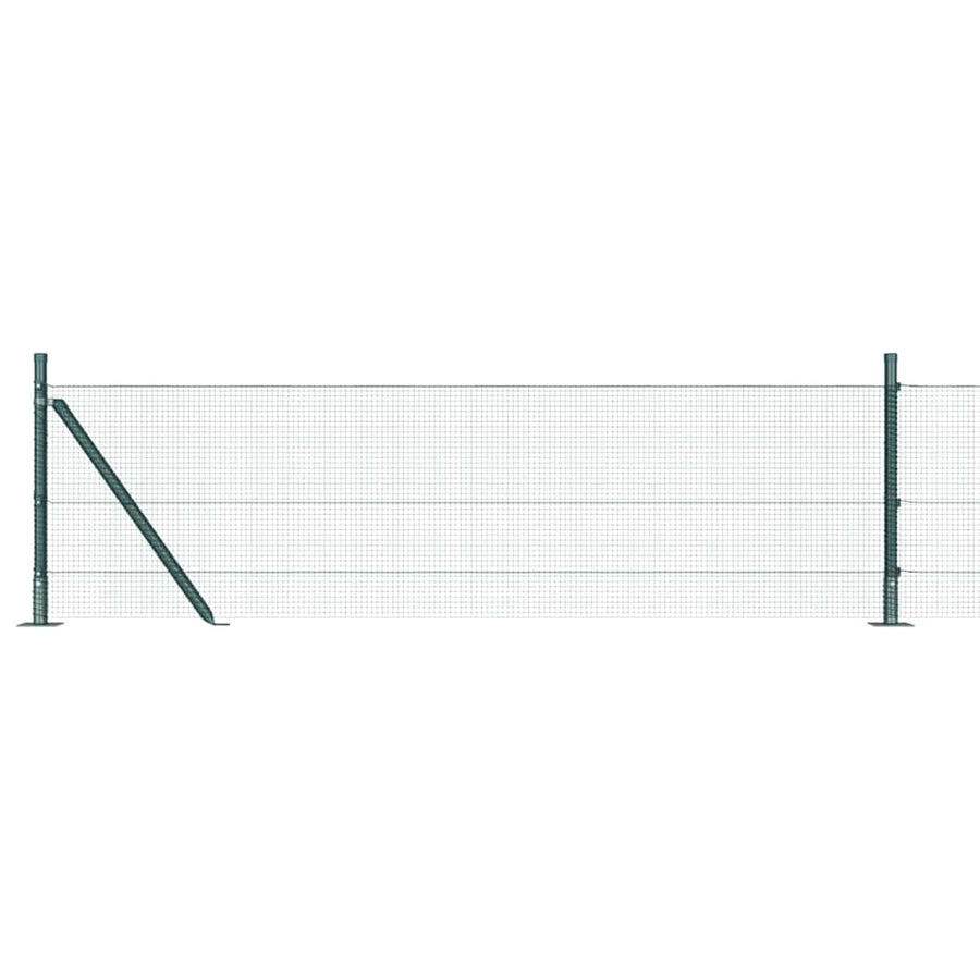 Gelaste Draadhek met 13 Flanged Palen Groen 0.6x25 m Staal