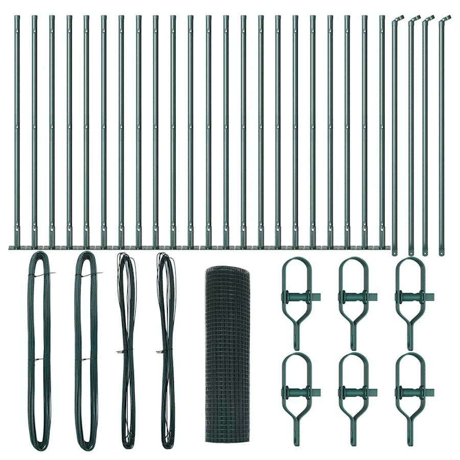 Gelaste Draadhek met 13 Flanged Palen Groen 0.5x50 m Staal