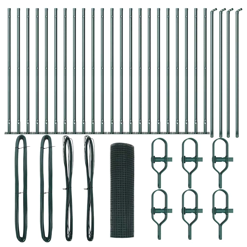 Gelaste Draadhek met 13 Flanged Posts Groen 0.5x50 m Staal