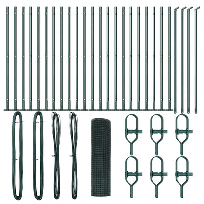 Gelaste Draadhek met 13 Flanged Posts Groen 0.5x50 m Staal