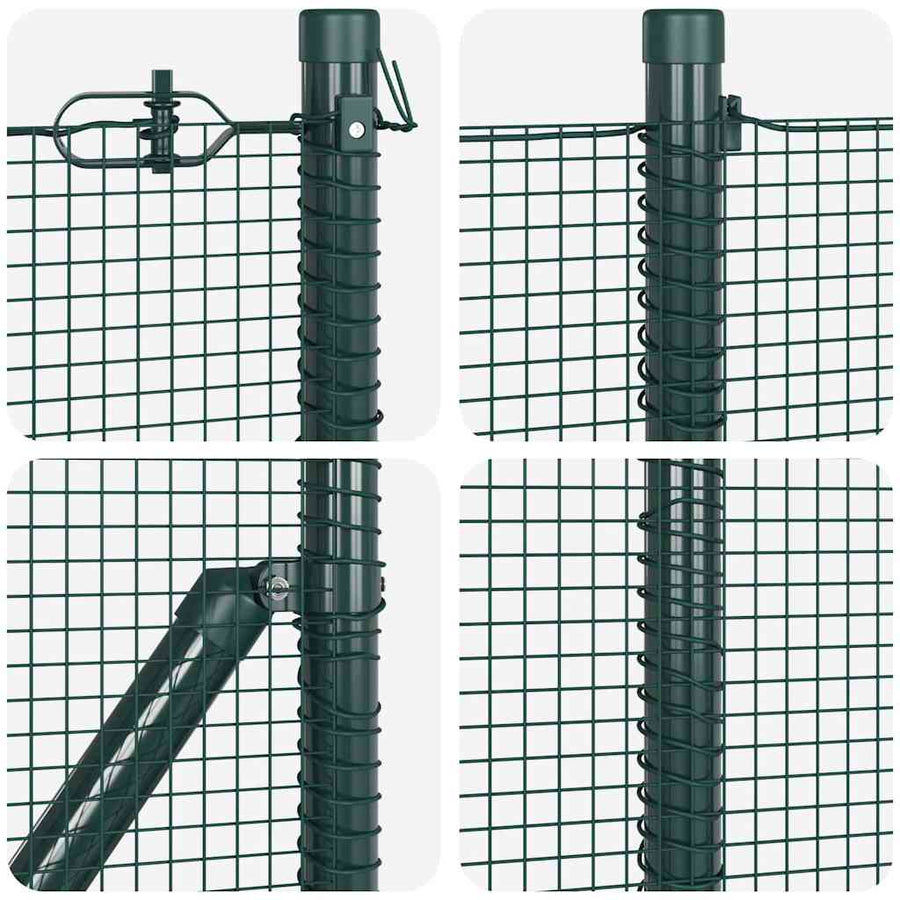 Gelaste Draad Omheining met 13 Flanged Palen Groen 0.6x50 m Staal