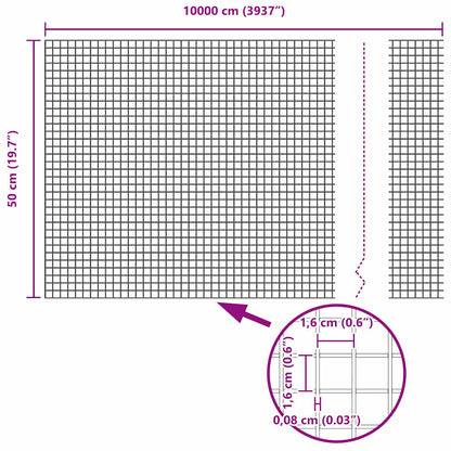 Gelast Gaashek met 13 Flanged Posten Groen 0.5x100 m Staal
