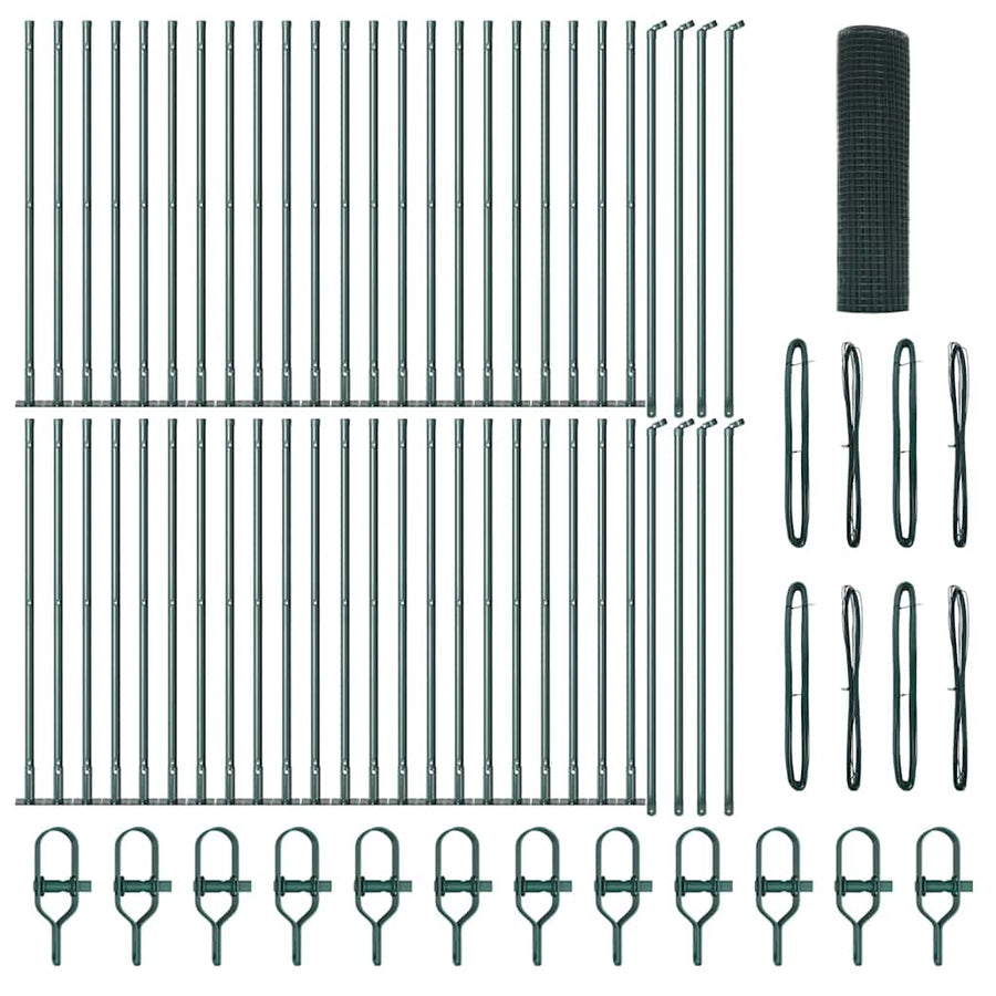Lascircuit Fence met 13 Flanged Posts Groen 0.5x100 m Staal