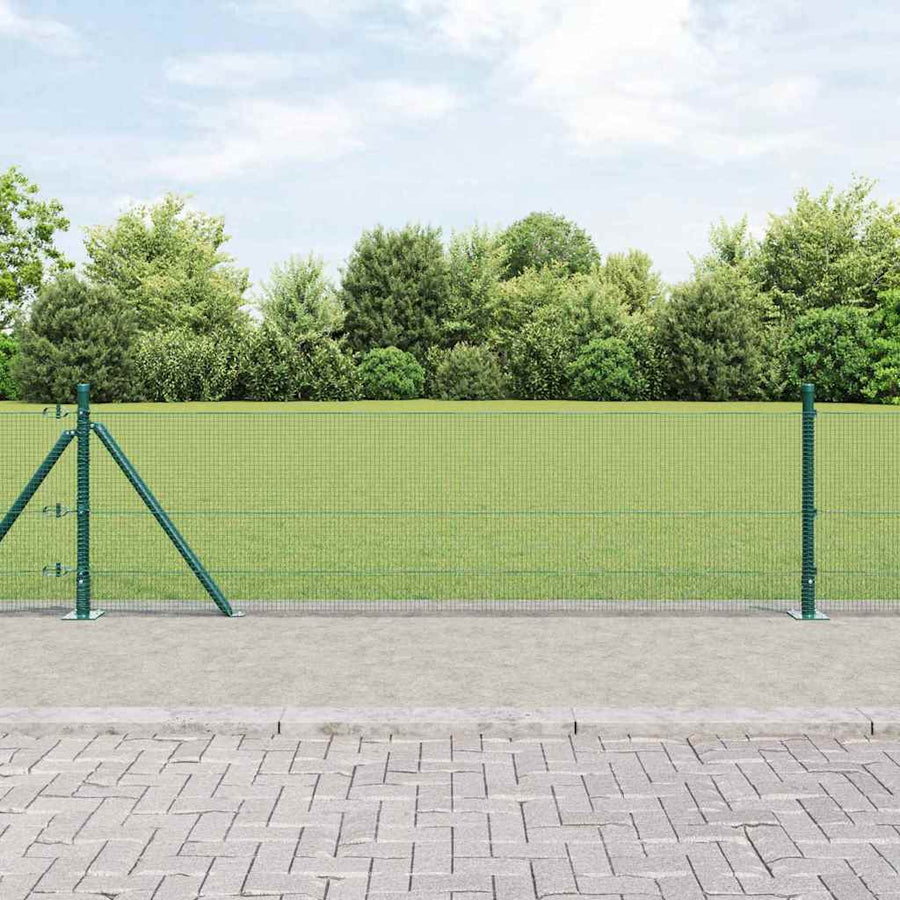 Gelast Draadhek met 13 Flensposts Groen 0.6x100 m Staal