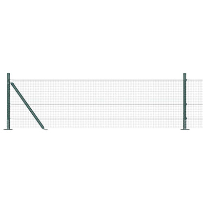Gelaste Draadhek met 13 Flanged Palen Groen 0,6x100 m Staal