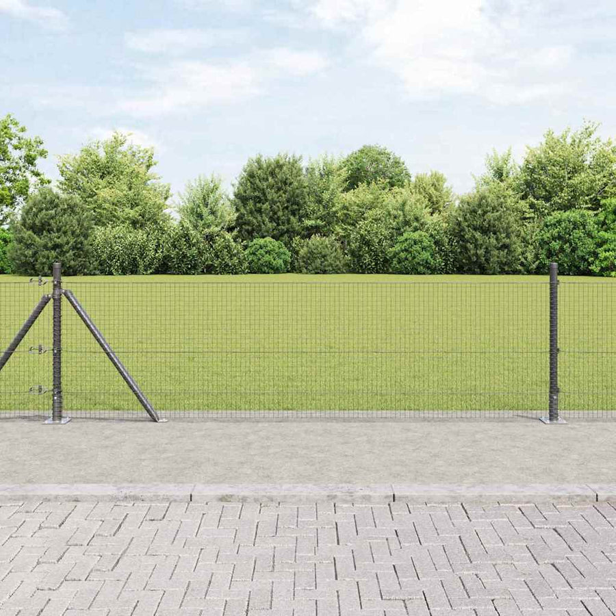 Hecke Met Palen Grijs 0.4 X 10 M Staal Grijs