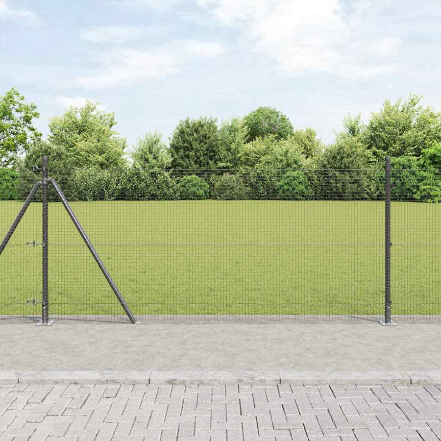 Hecke Met Palen 1 X 10 M Staal Grijs 10 x 1 m (19 x 19 mm mesh)