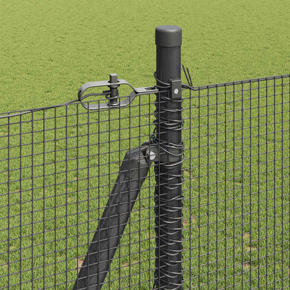 Hecke Met Palen 1.5 X 10 M Staal Grijs 10 x 1.5 m (12 x 12 mm gaas)